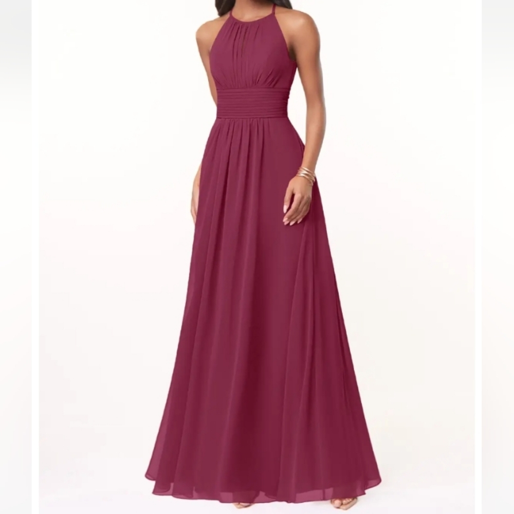 AZAZIE maxi Dress Bridesmaid Formal Halter Red Womens A8 Med